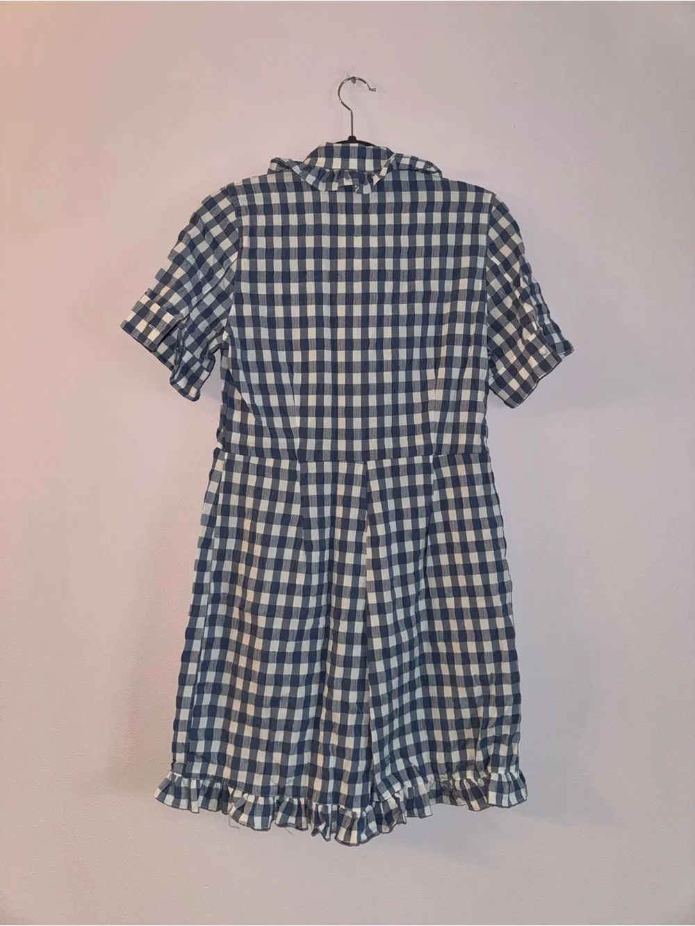 Sister Jane Blue and White Gingham Romper with Ruffle Collar - Picture 3 of 9